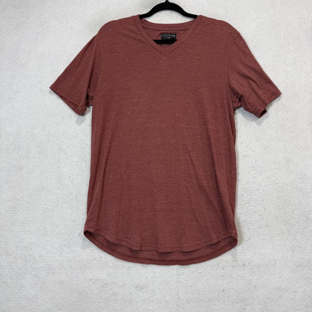 Goodlife Shirt Mens Large Red V Neck Tri Blend Tee Made USA Lightweight Basic